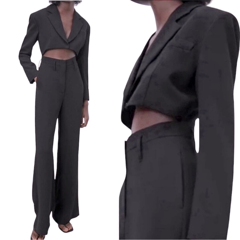 🔥ZARA Long Sleeve Cut Out Jumpsuit Size XS
